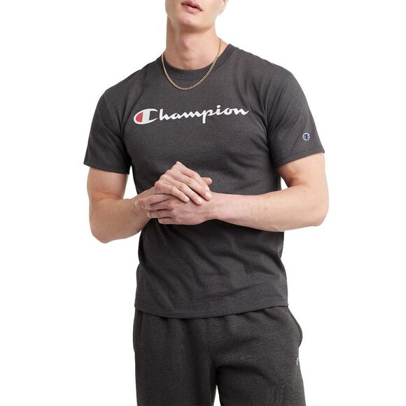 Champion Mens Gray Graphic Tee Logo Short Sleeve T Shirt Sz L New - Picture 1 of 8